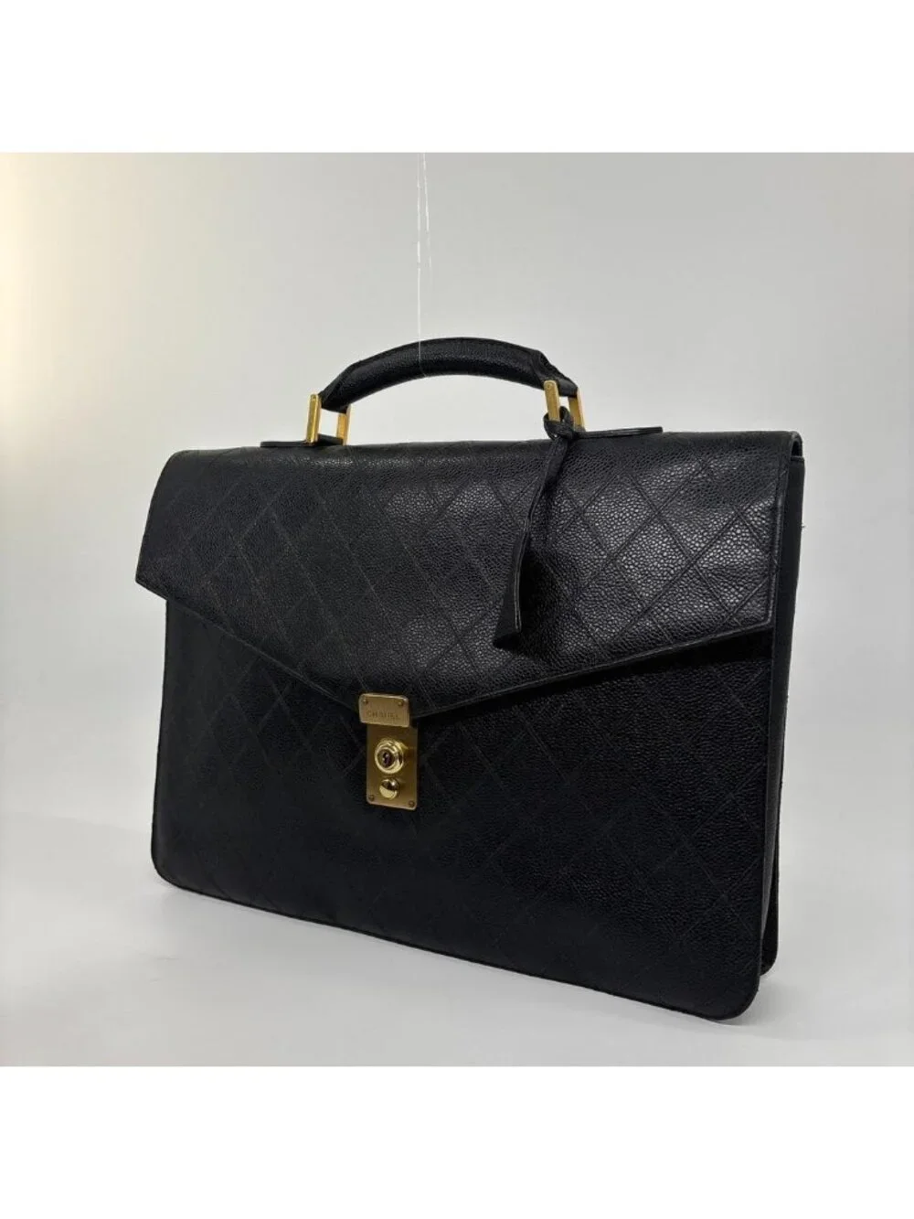 Chanel Bicolor Caviar Leather Business Briefcase Black